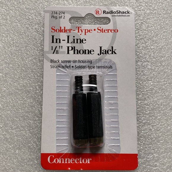 Radio Shack Other - Radio Shack 1/8" 3.5mm In-Line Stereo Headphone Jacks, Solder Type. Pack of 2.
